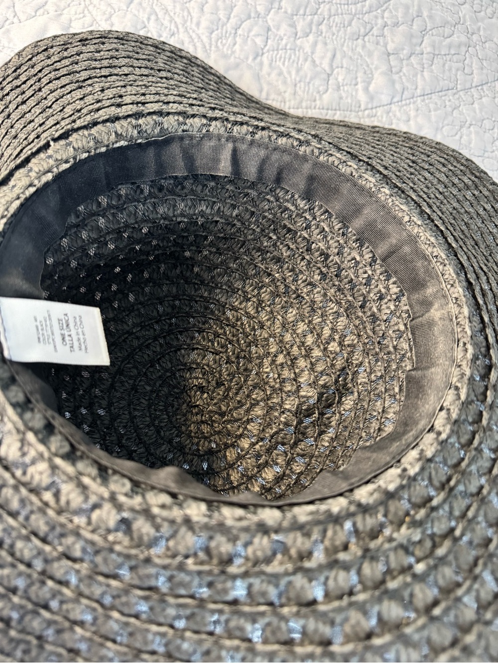 Woven Wide-Brim Sun Hat - Black - Picture 5 of 6